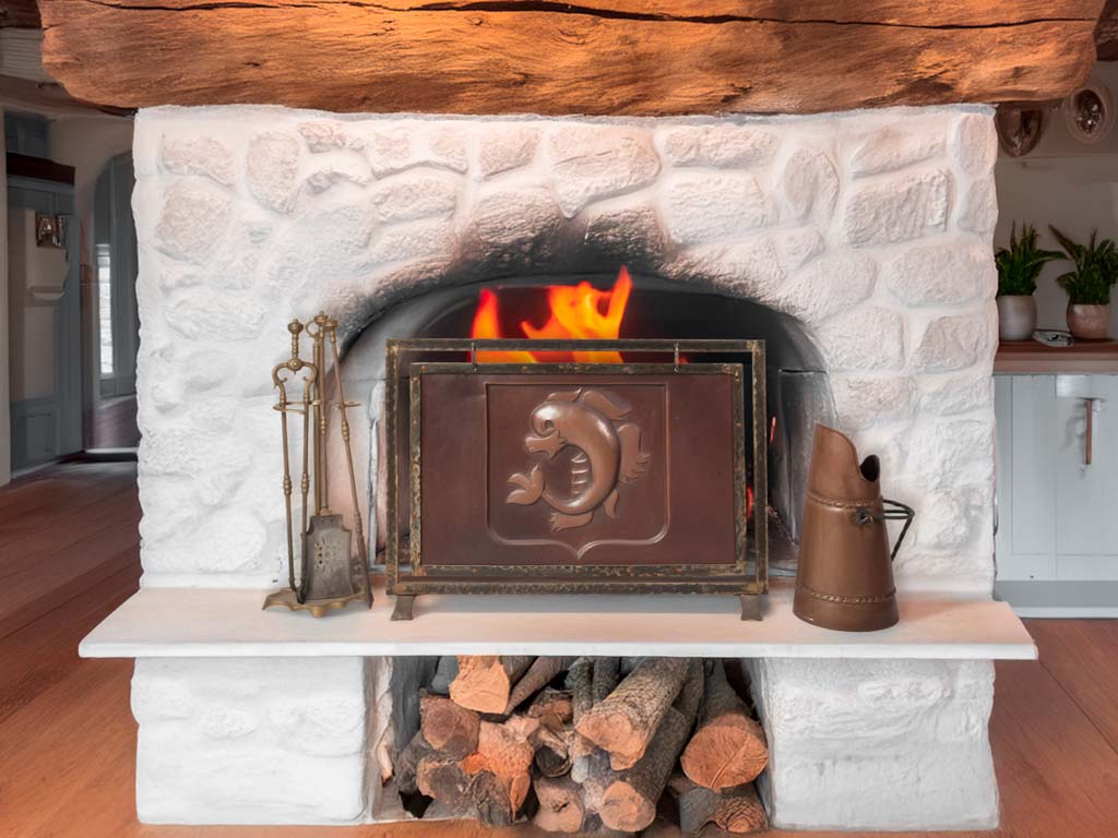 Vintage wrought-iron coal scuttle