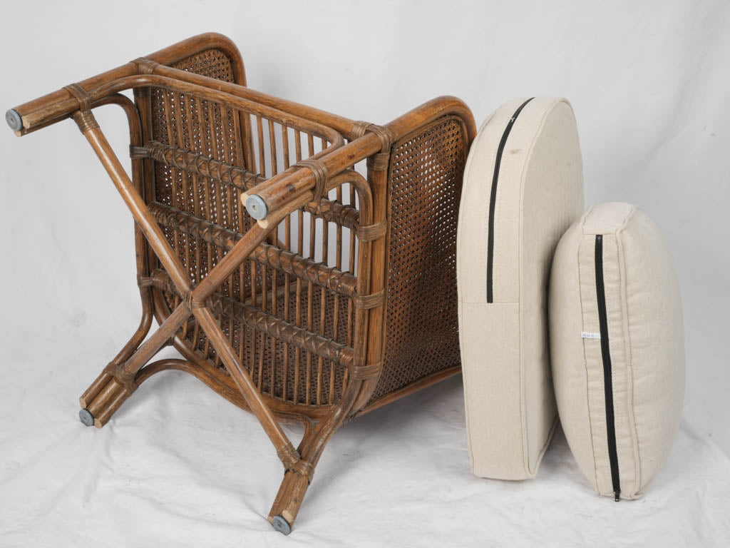 Comfy 1950s Wicker Lounge Chairs