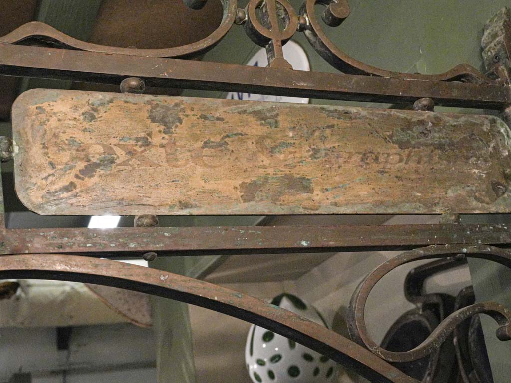 Unique antique brass Art Nouveau sign