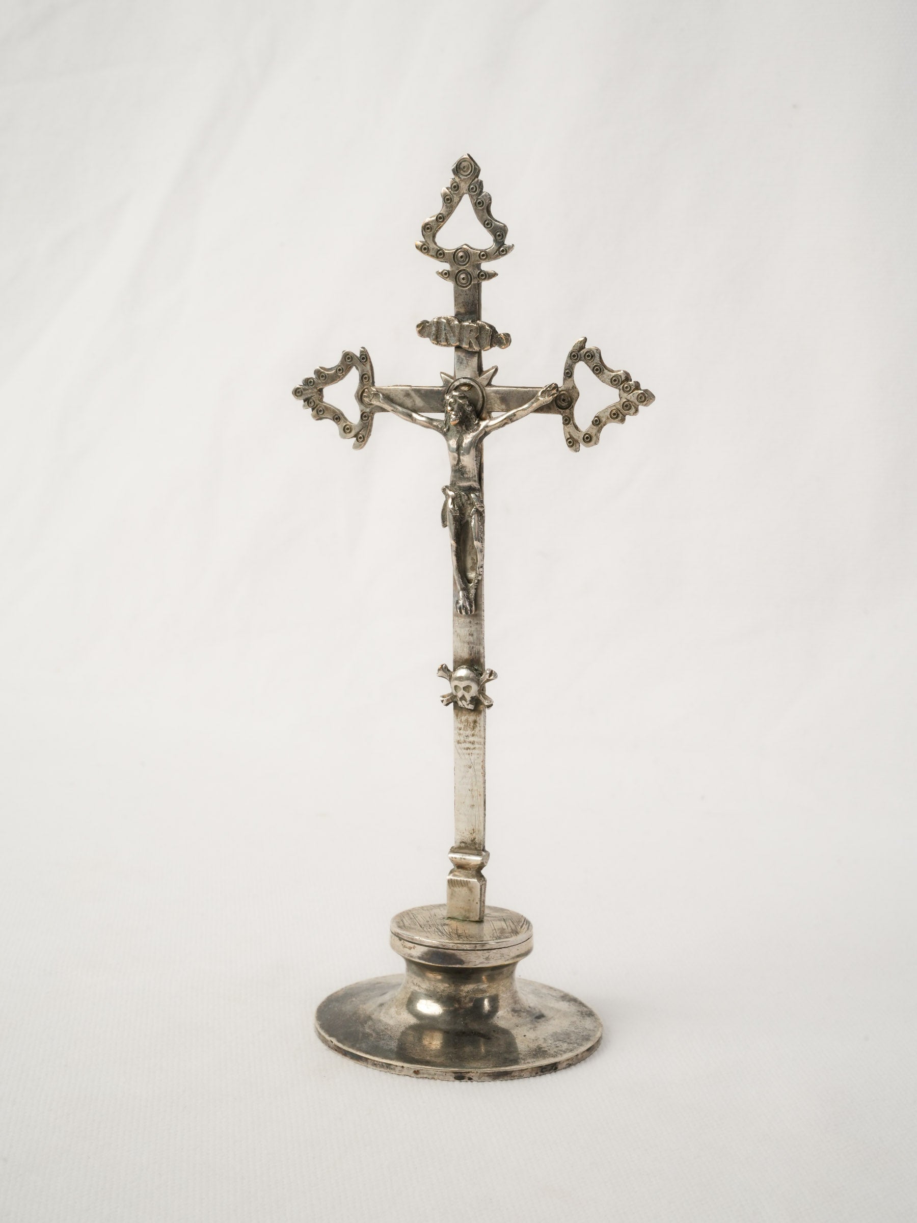Antique French Standing Crucifix - Silver INRI