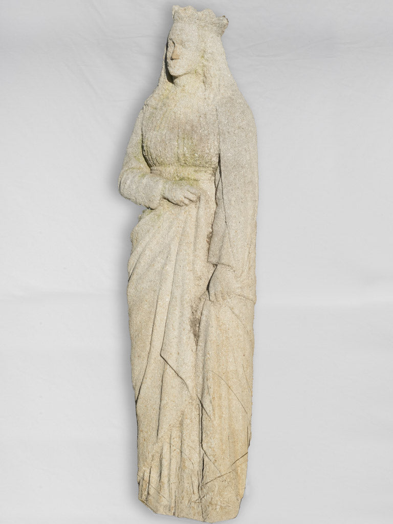 Vintage stone garden sculpture maiden