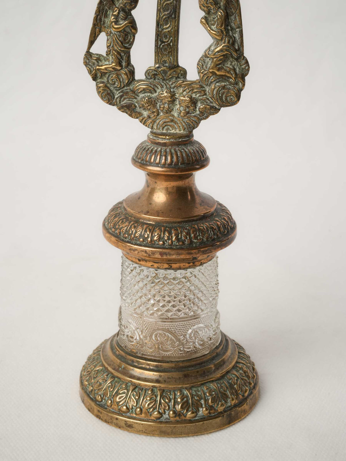 19th-Century French Brass, Copper and Crystal Reliquary Crucifix