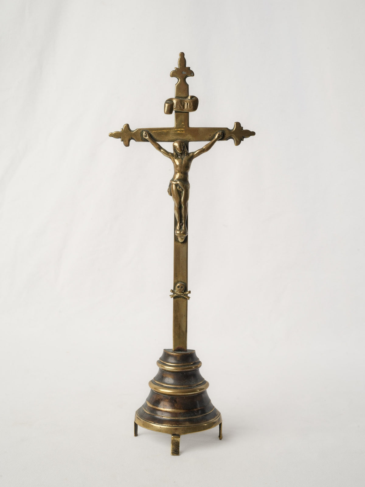 Early 19th-Century French Brass Standing Crucifix