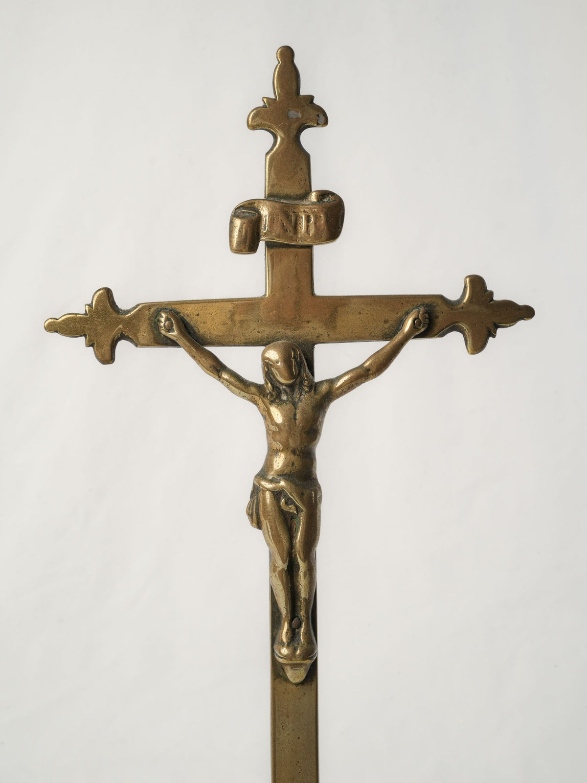 Early 19th-Century French Brass Standing Crucifix