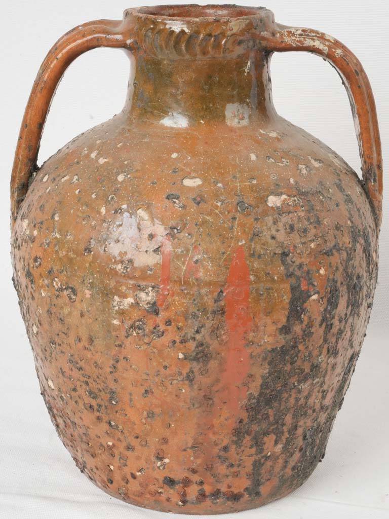 Aged glazed decorative jar