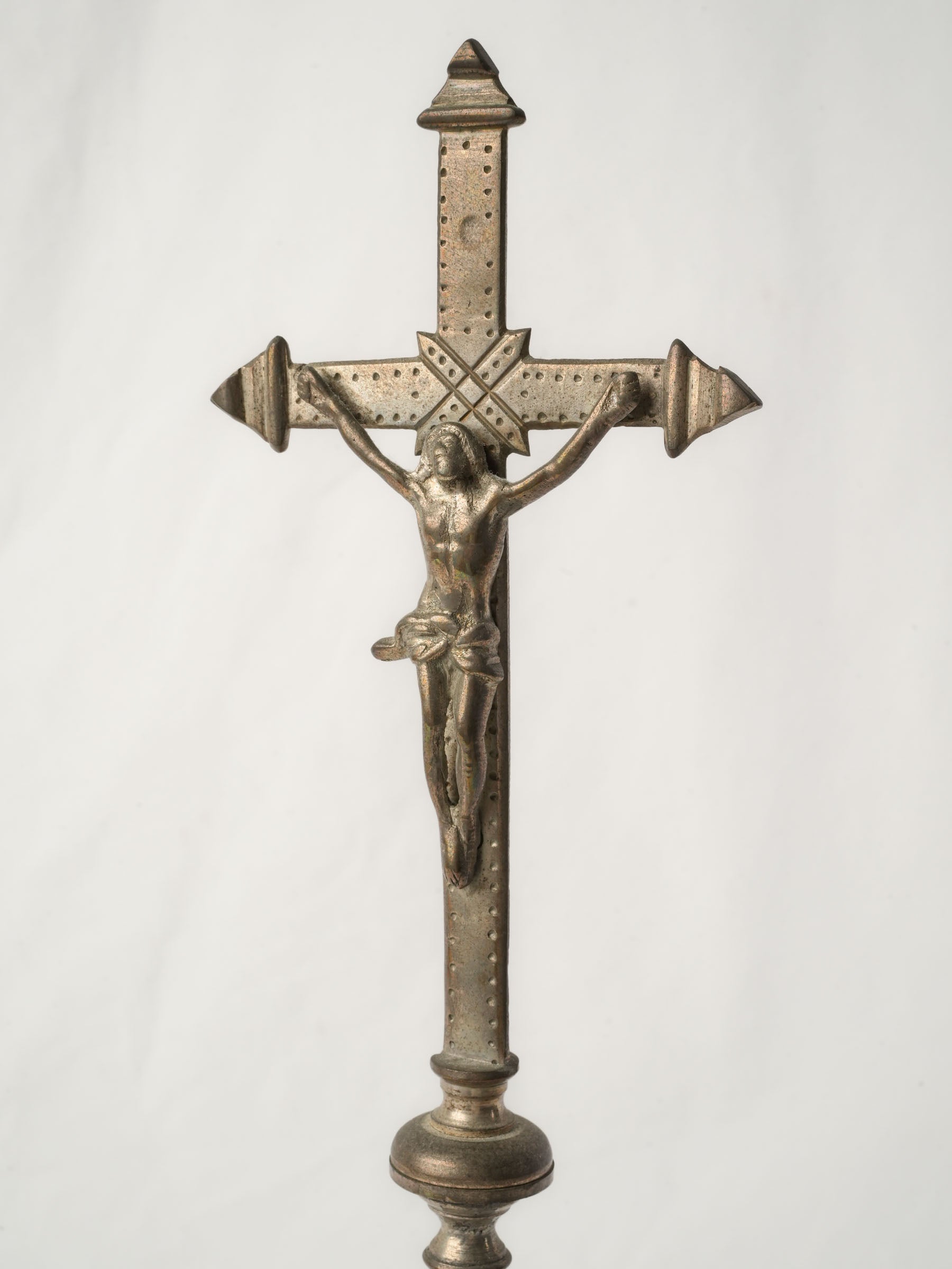 19th-Century French Silver-Plated Standing Crucifix