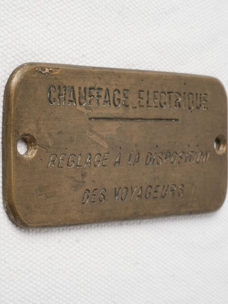 Antique bronze train carriage plaque