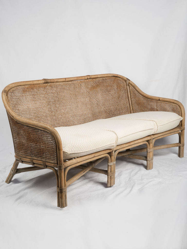 Vintage French Cane & Wicker Settee