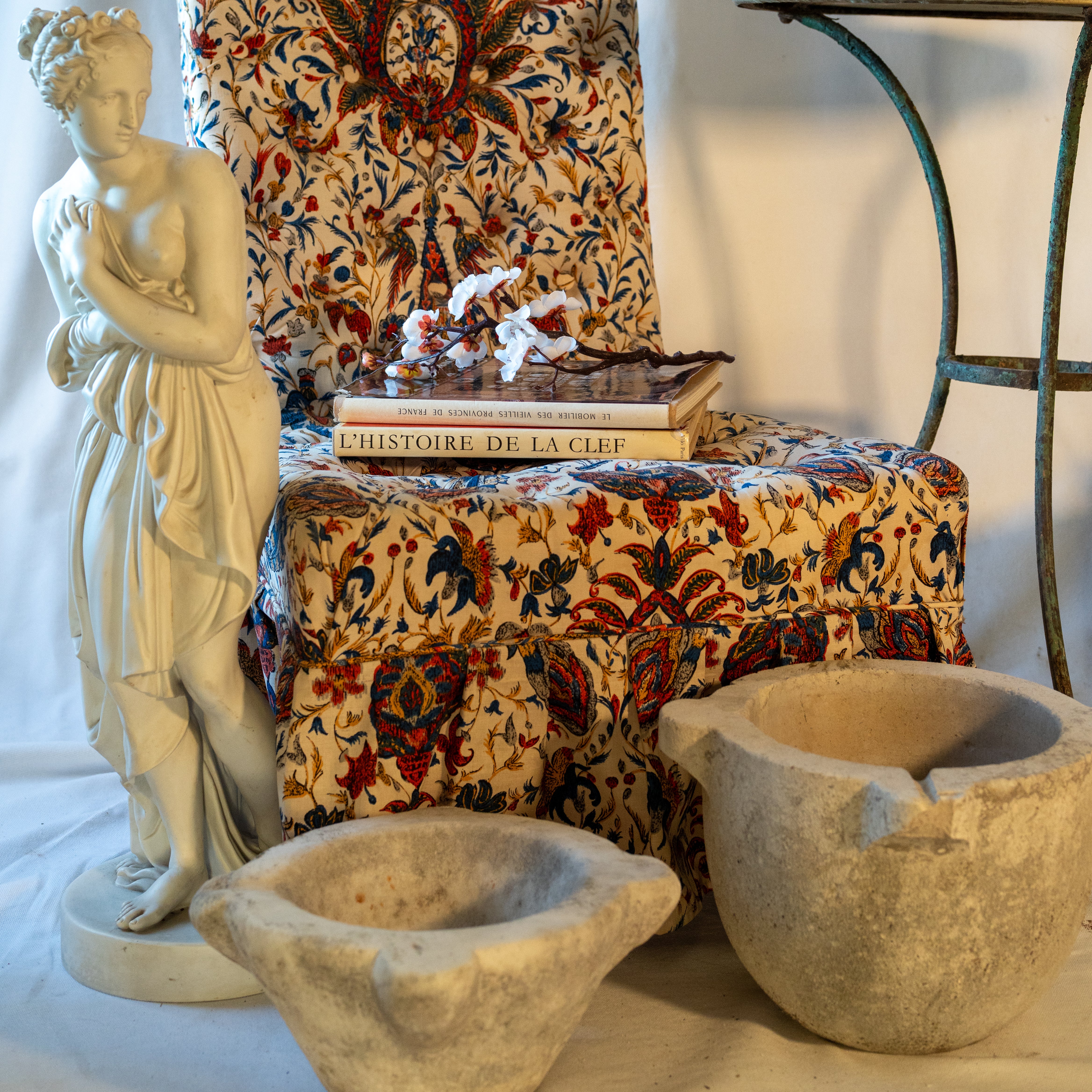 Country, Distressed, Aged, White, Marble, Mortar