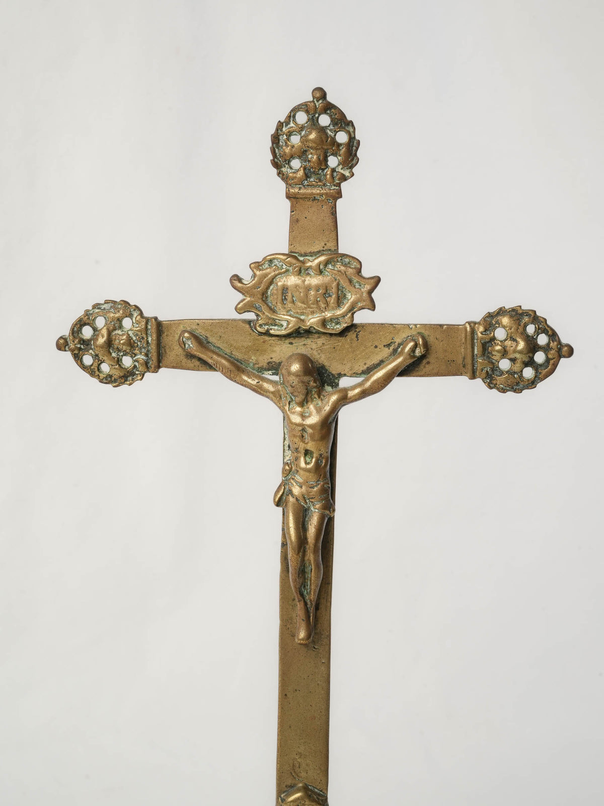 Post-Revolution 19th-Century French Brass Standing Crucifix