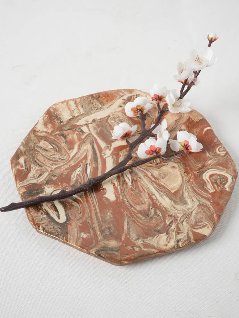 French marbleized clay serving dish