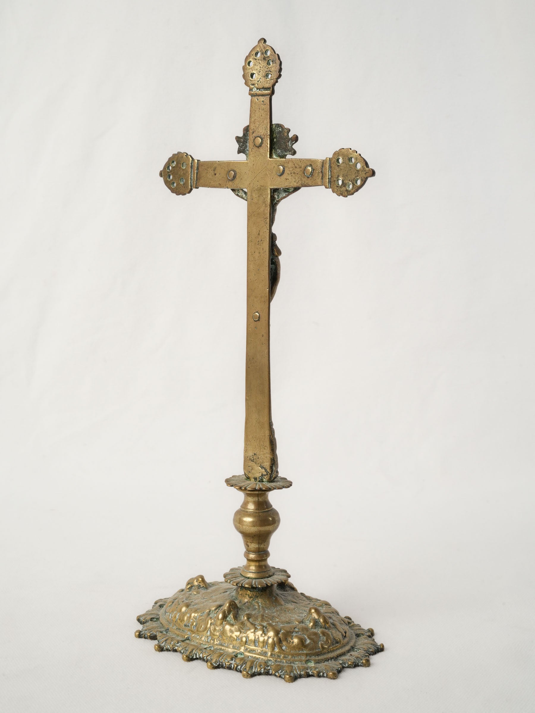 Post-Revolution 19th-Century French Brass Standing Crucifix