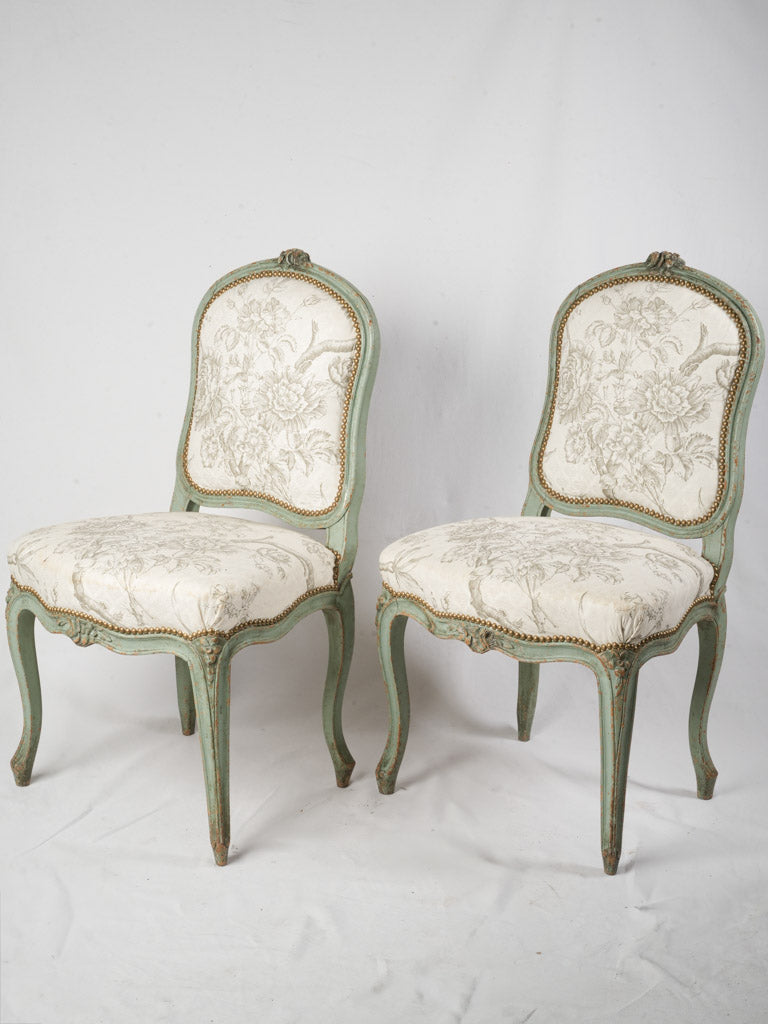 Early 20th Century Pair of French Painted Louis XV Style Side Chairs
