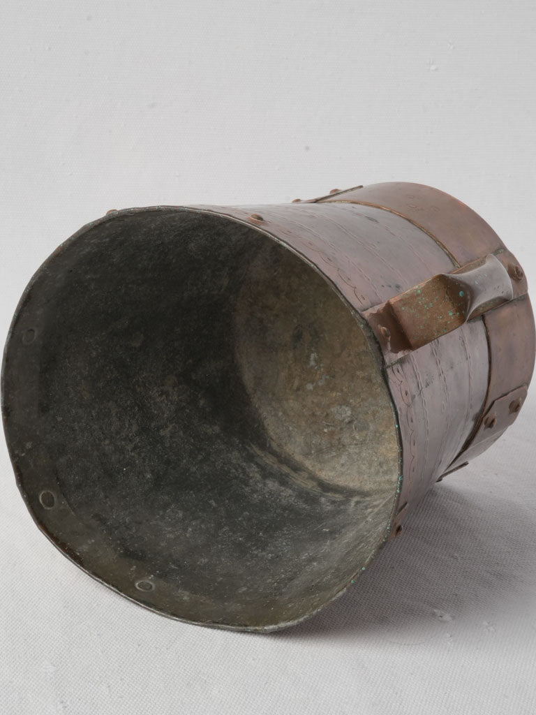 Sculptural metal rustic cachepot