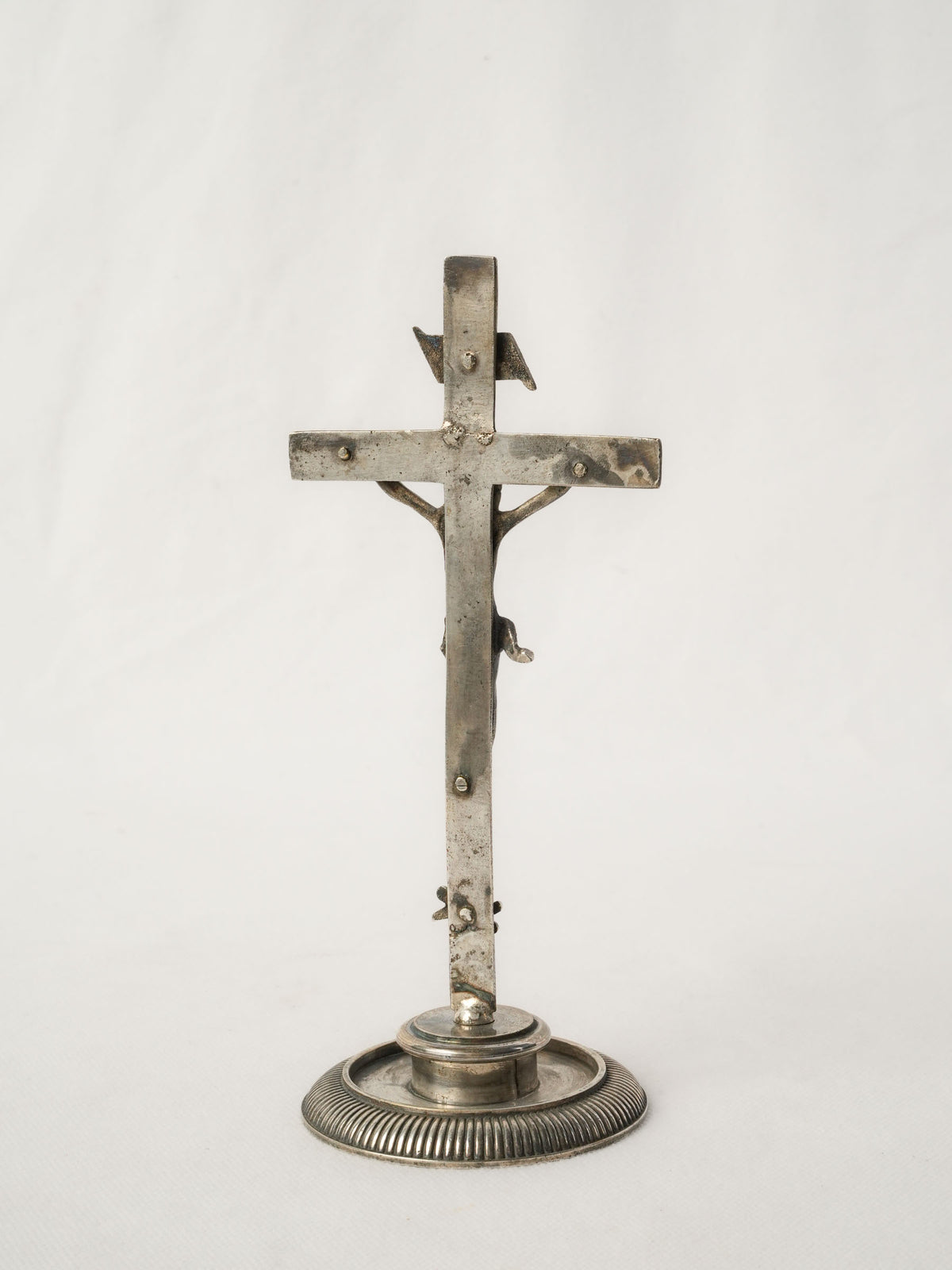 Antique French Standing Crucifix - Silver INRI