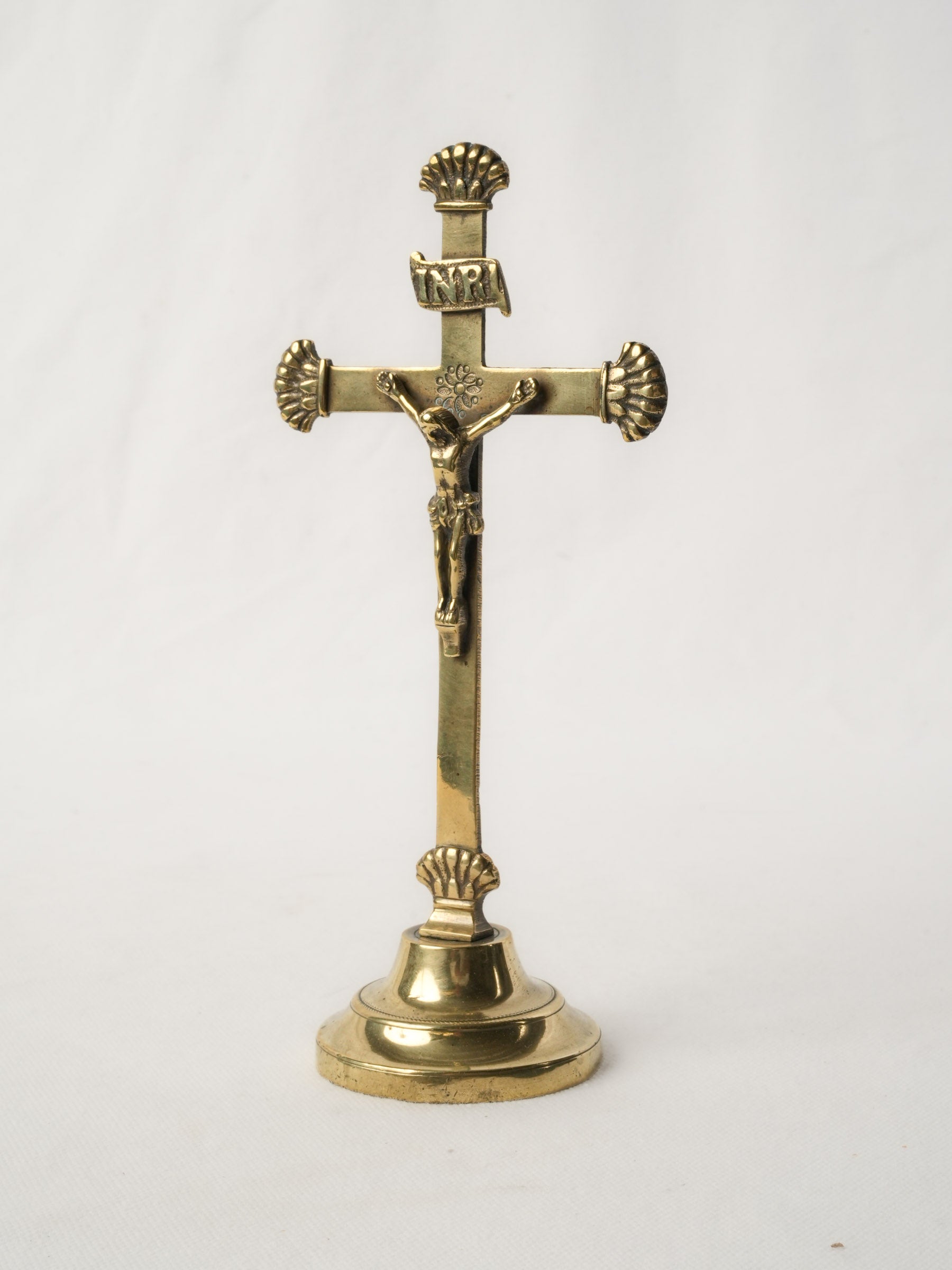 Post-Revolution 19th-Century French Brass Standing Crucifix