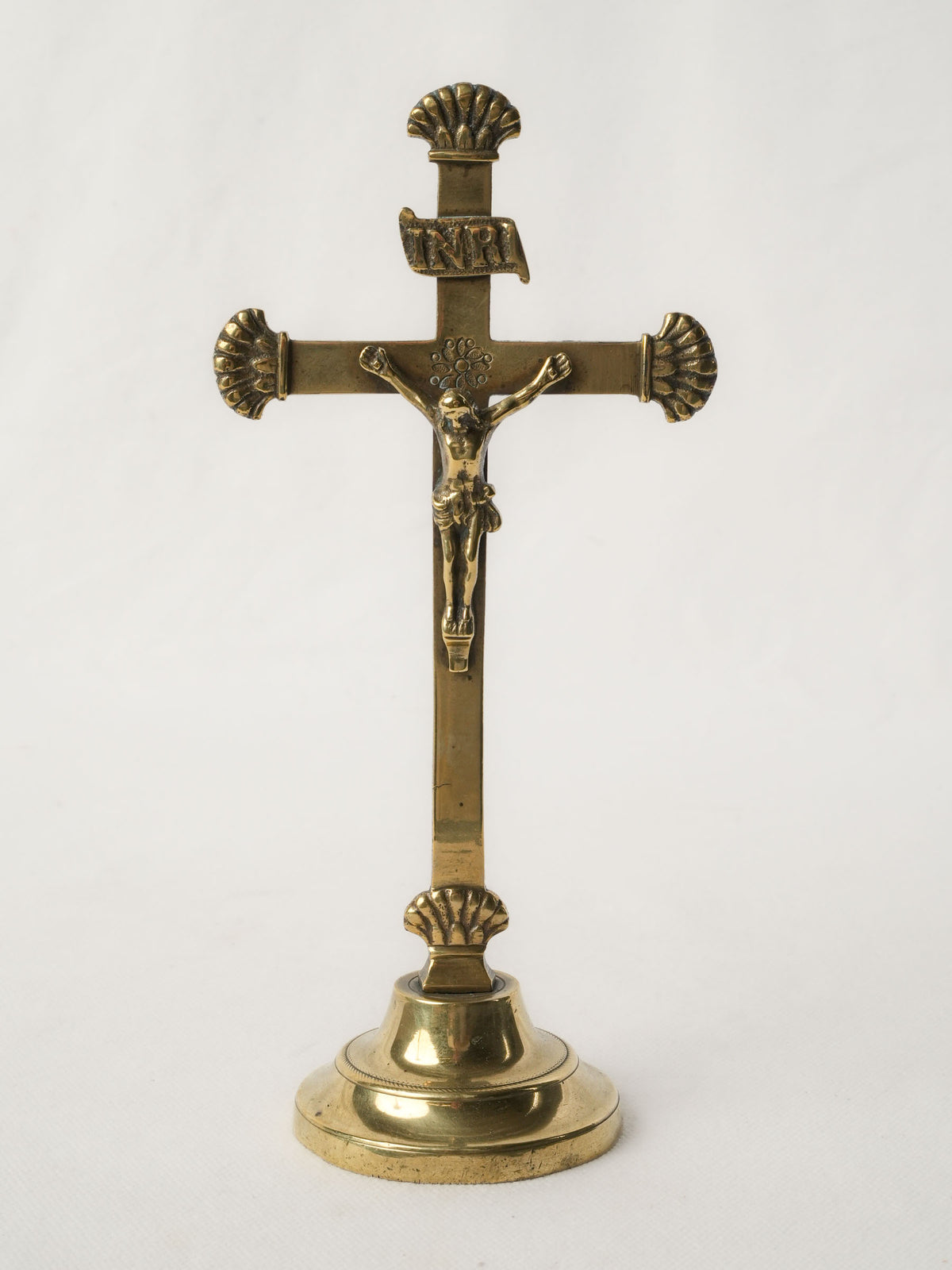 Post-Revolution 19th-Century French Brass Standing Crucifix