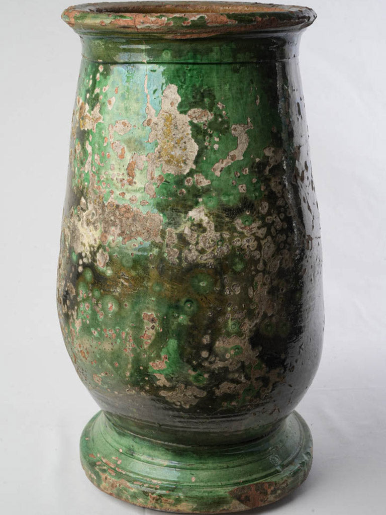 Timeworn copper-based glazed pot