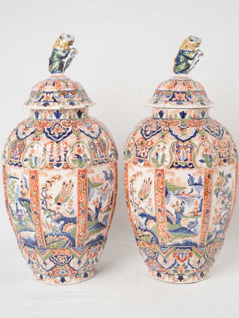 Historic stylish Foo Dog-topped jars