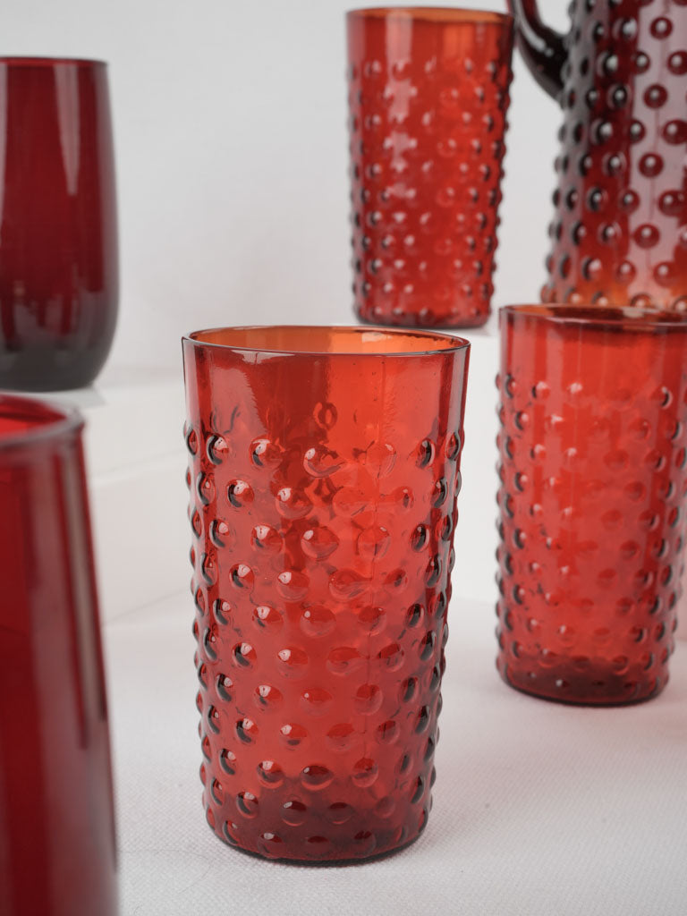 Retro watermelon-red glassware collection