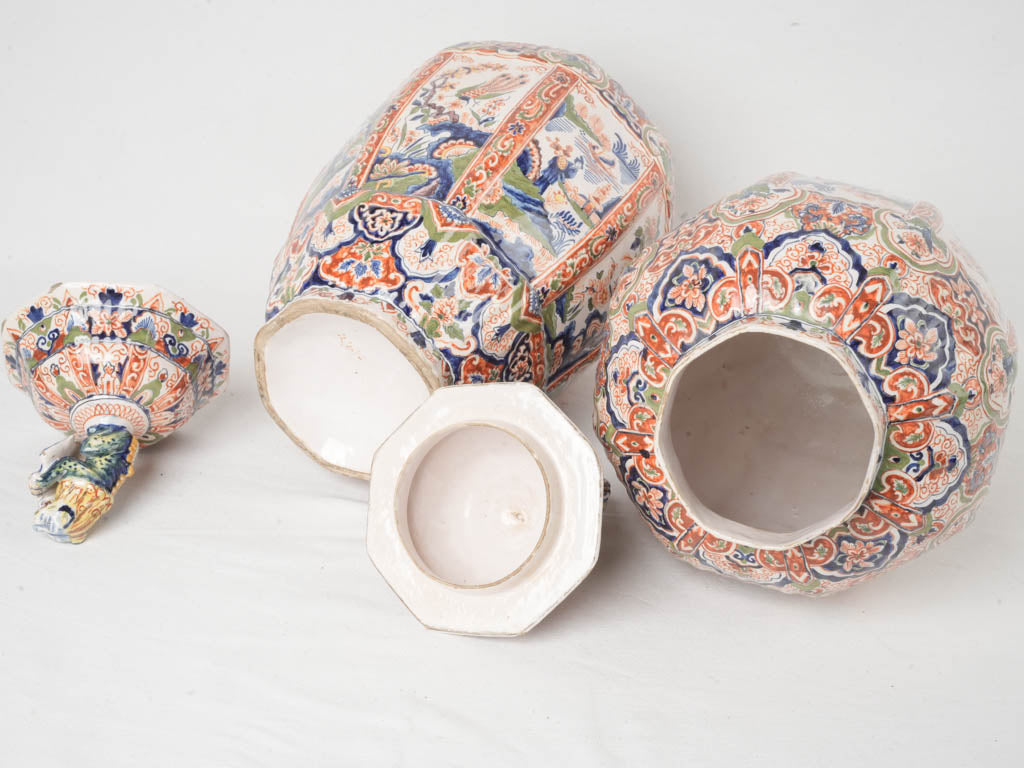Artistic contrasting hues faience jars