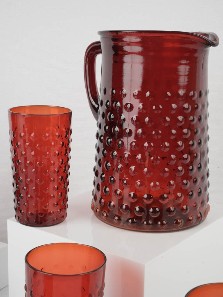Vibrant watermelon-red glass drinkware