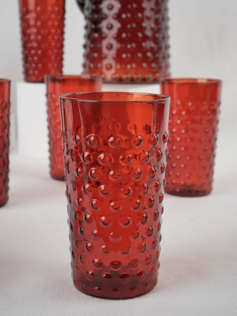Luxurious watermelon-red glass drink set