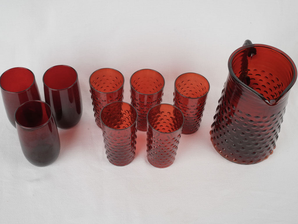 Charming watermelon-red glass tumbler set