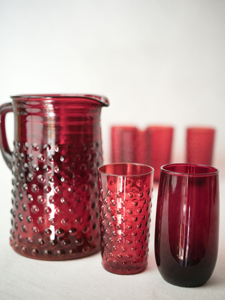 50's American watermelon-red glassware