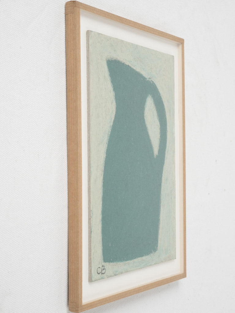 Vibrant, small, green-themed pastel still life