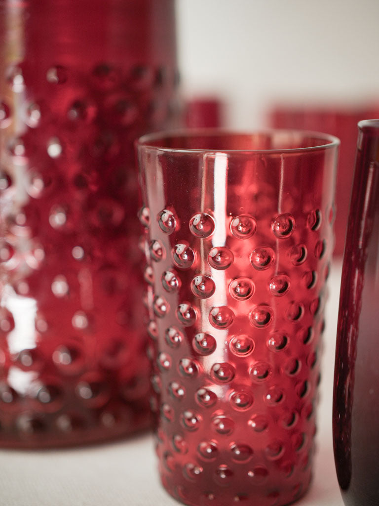 Darker red watermelon glass pitcher and tumblers