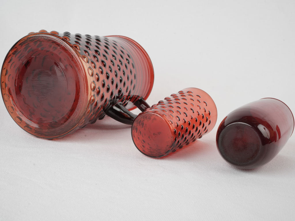 Stylish watermelon-red glass beverage collection