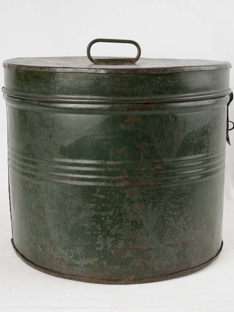 Vintage zinc-covered nougat storage drum