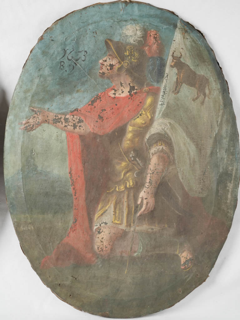 Aged red-oil Italian paintings