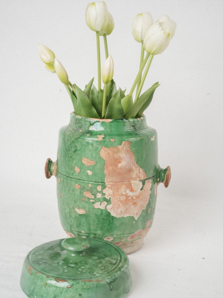Vintage French green-glazed jar