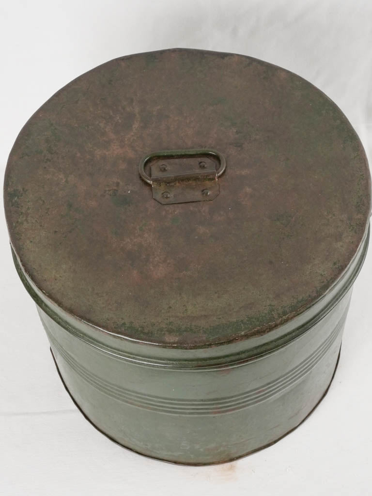 Original patina antique storage drum 