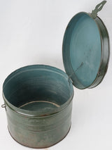 Green zinc-finished French decorative drum 