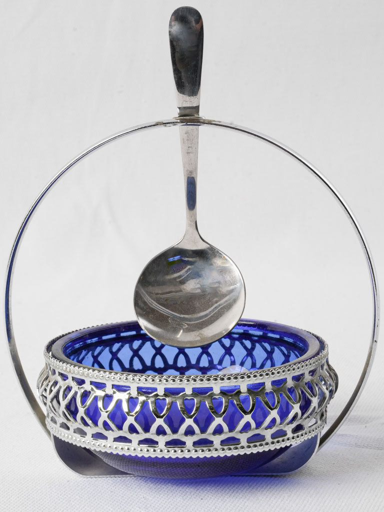 Cobalt blue glass condiment dish