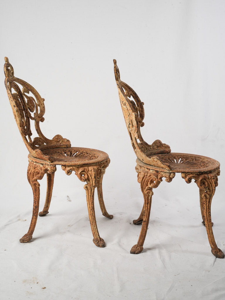 Patina rust finish garden chairs