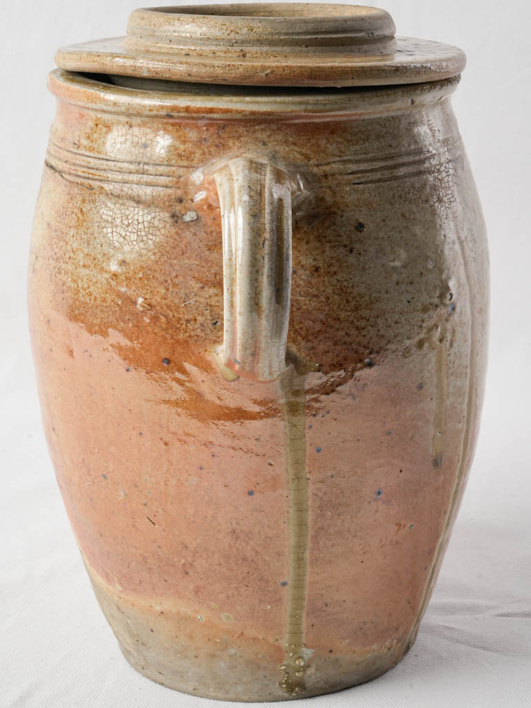 Distressed dual-handle grease jar