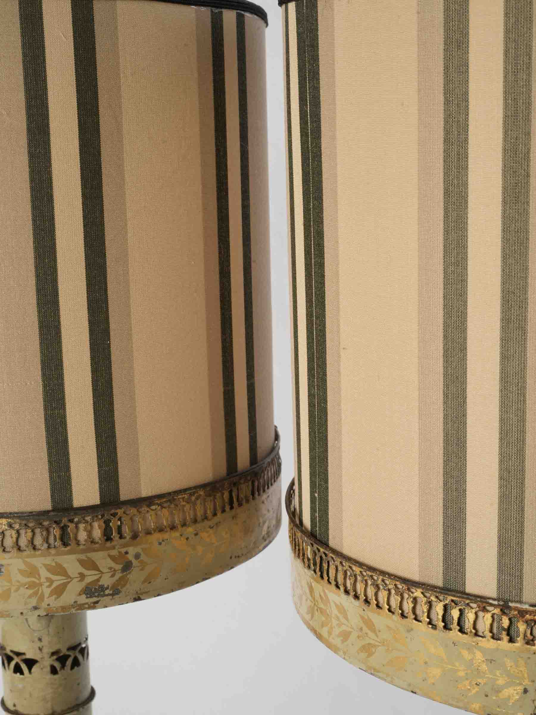 19th-century tôle mantel light fixtures