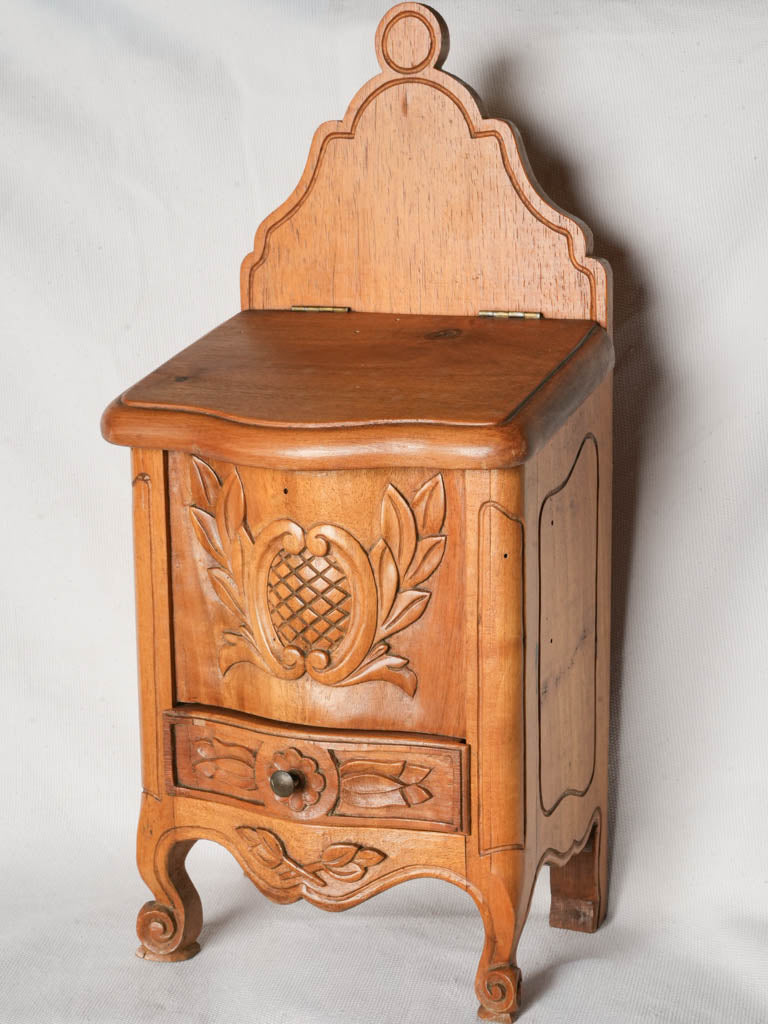 Vintage Provençal walnut salt box