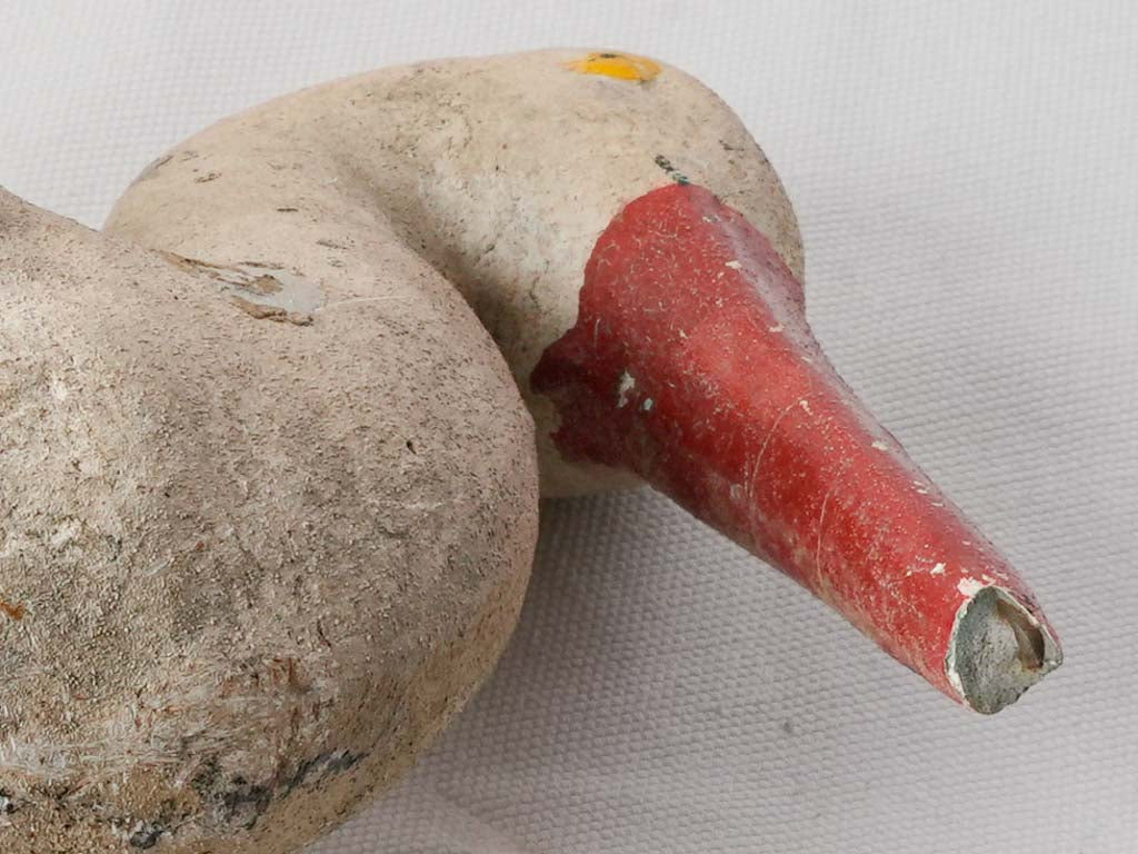 Antique weathered cement stork figurine