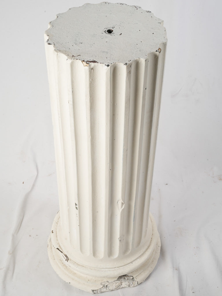 Early 20th Century French Neoclassical Plaster Fluted Column Pedestal - 38½"