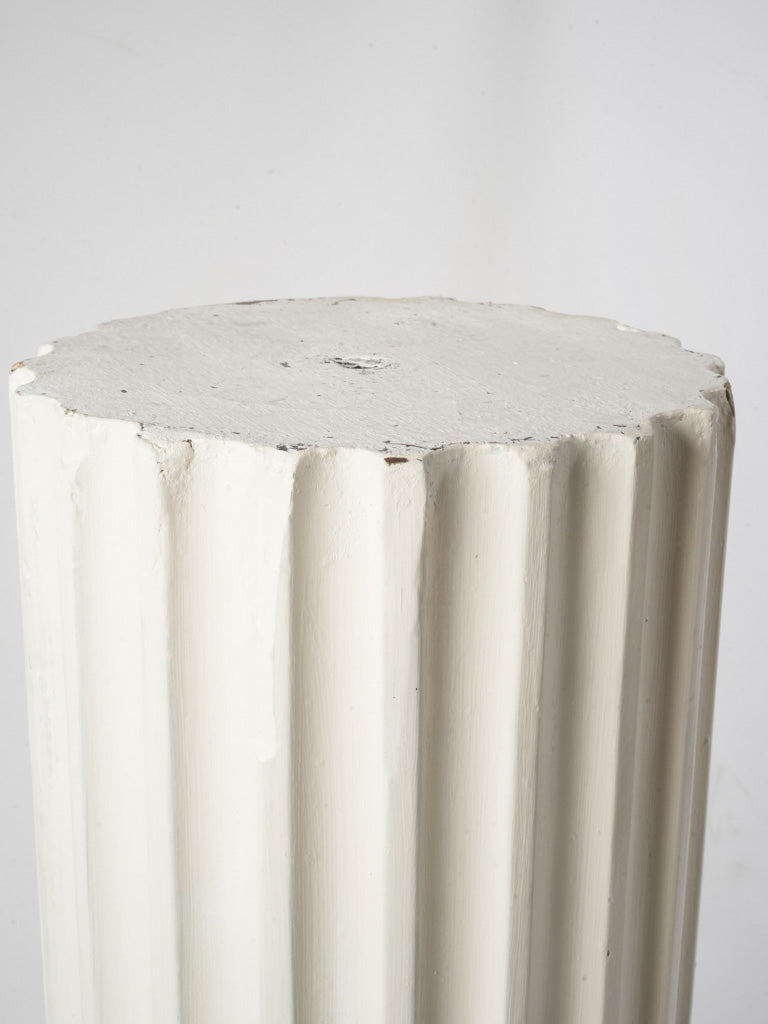 Early 20th Century French Neoclassical Plaster Fluted Column Pedestal - 38½"