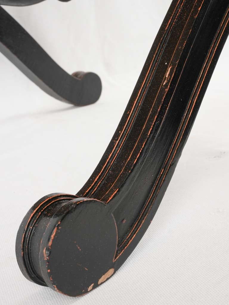 Napoleon III Dagobert stool w/ black frame & hessian 21¼" x 17¾"