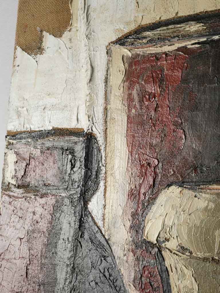 Coarse burlap background, textured painting