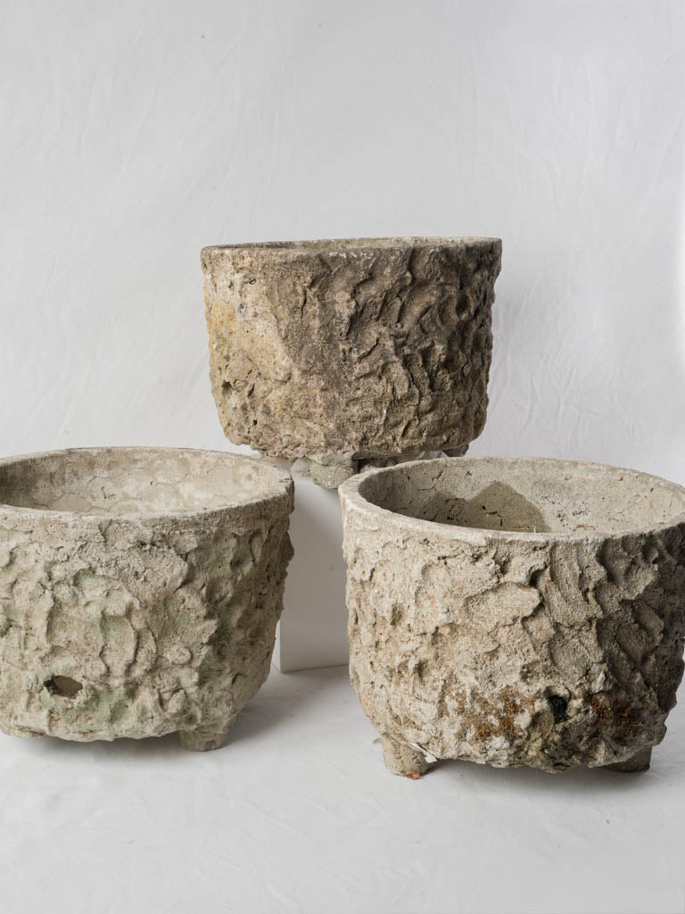 Patina-rich vintage planter set