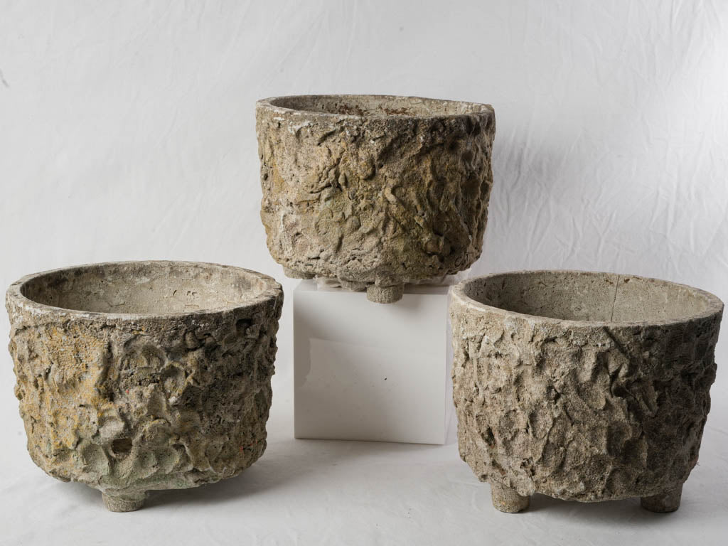 Intricate faux bois concrete pots