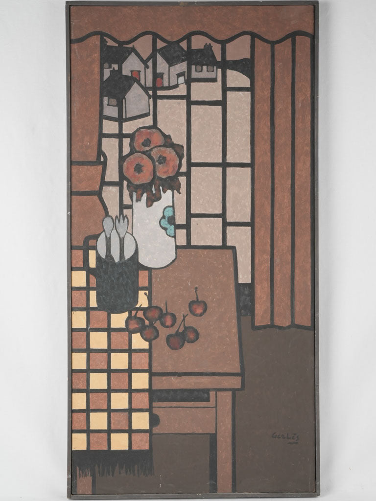 Modern French geometric oil painting